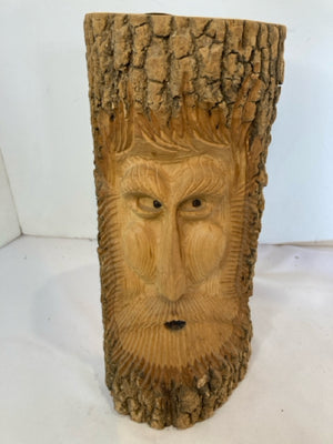 Light Wood Face Tree Statue