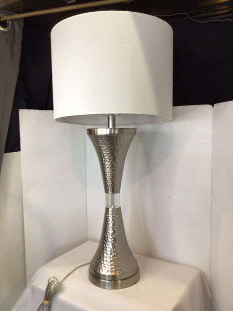 Hammered Silver Metal Lamp