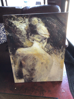 Black/Green Woman Stretch Canvas Art