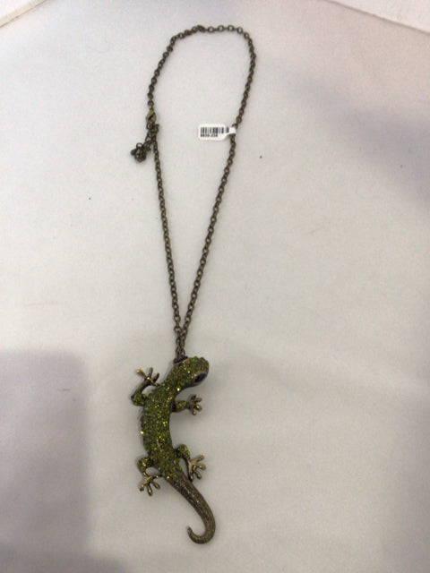 Green Lizard Rhinestone Necklace
