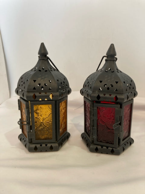 Moroccan Black Metal Pair Lantern