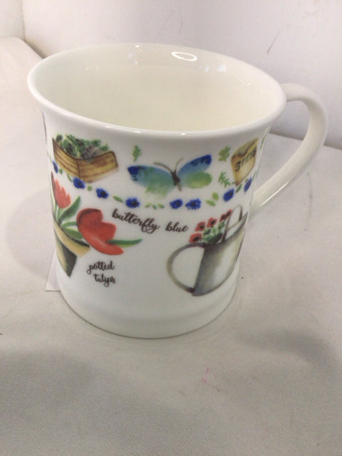 Coffee White/Multi Ceramic Flowers Mug