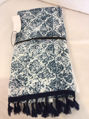 Pair Blue/White Cotton Hand Towel