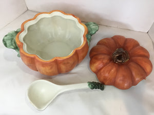 W/Spoon Orange Lidded Tureen