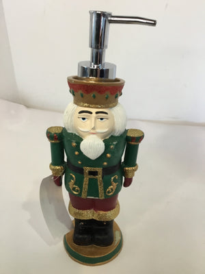 Soap Dispenser Green/White Resin Nutcracker Holiday Item