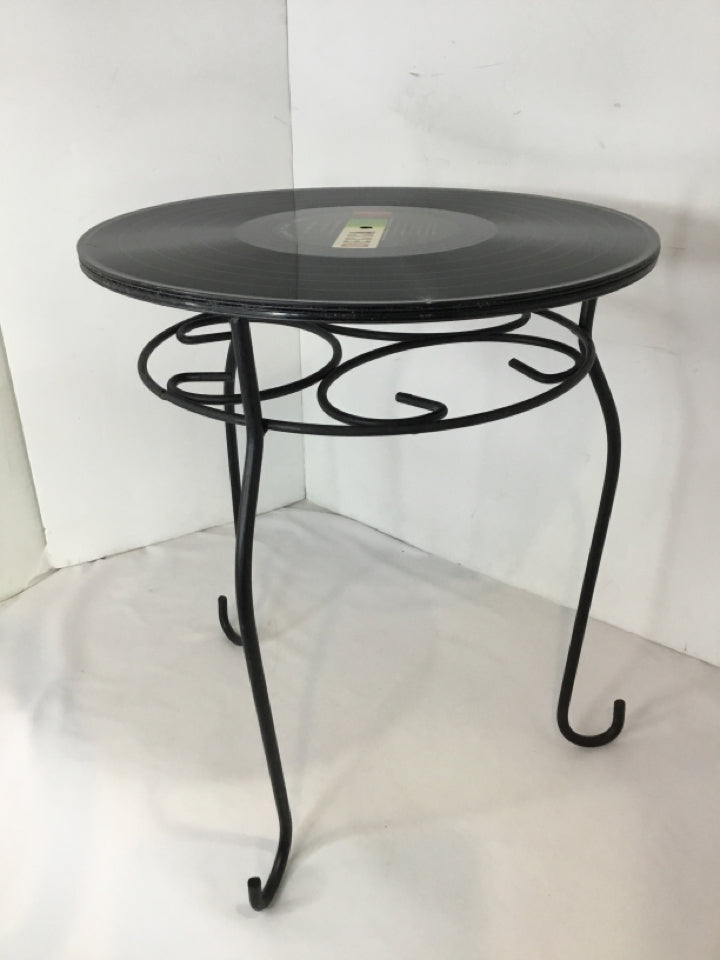 Side Metal Record Black/Red Table