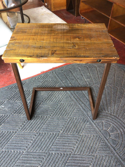 Rustic Wood/Metal Side/End Brown/black Table