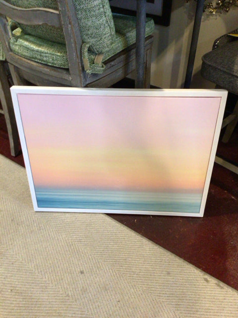 Peach/Blue Water Framed Art