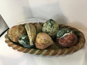 8 Pieces Brown/Multi Pottery W/ Fruit Bowl