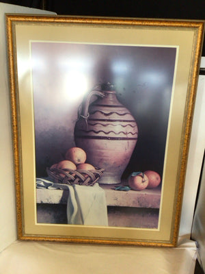 Loran Speck Cream/Multi Jug Fruit Framed Art