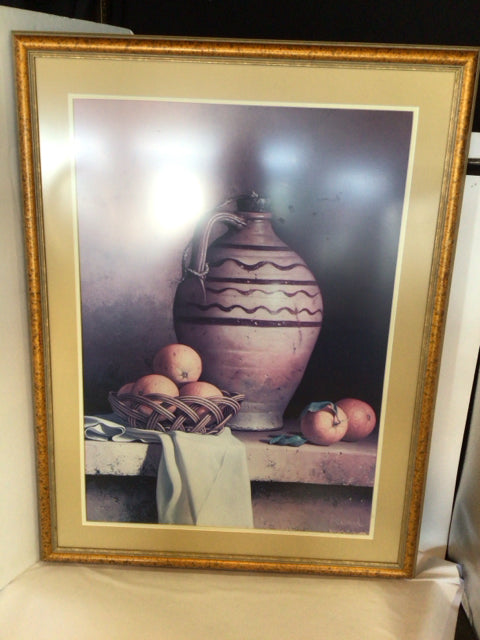 Cream/Multi Jug Fruit Framed Art