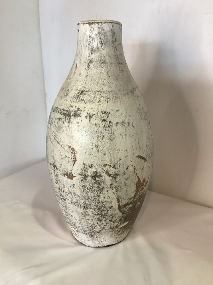 Rustic White Terracotta Distressed Vase
