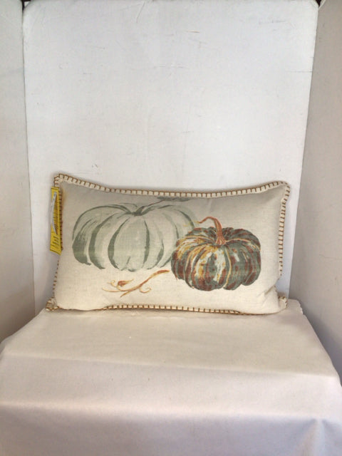 Fall Cream/Multi Cotton Pumpkin Pillow