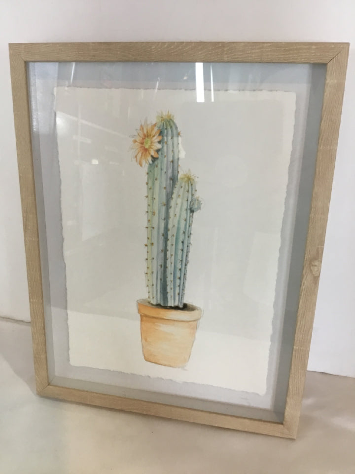 Shadow Box White Cactus Framed Art