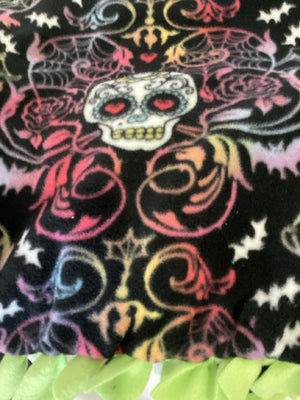 Halloween Black/Green Fleece Skull Throw