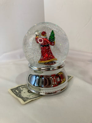 Snow Globe Silver Santa Musical Holiday Item