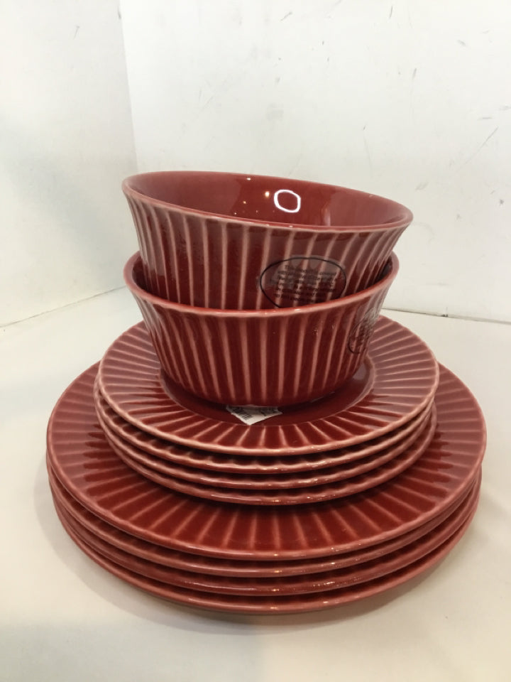 Gallery Originals Set of 10 Red Ceramic Dish Set