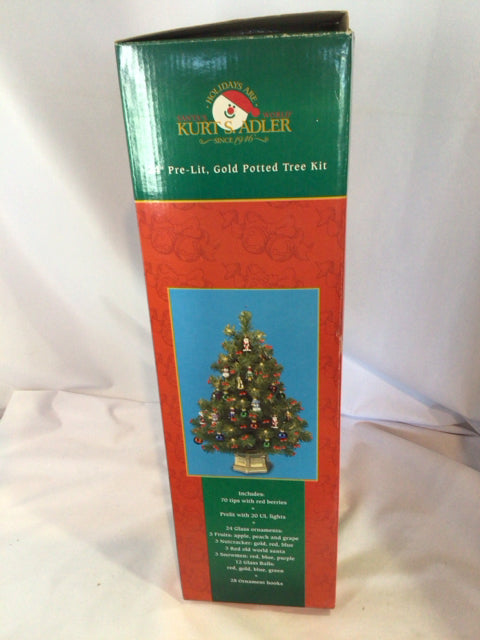 Kurt Adler Christmas Green Christmas Tree W/ Ornaments Holiday Item