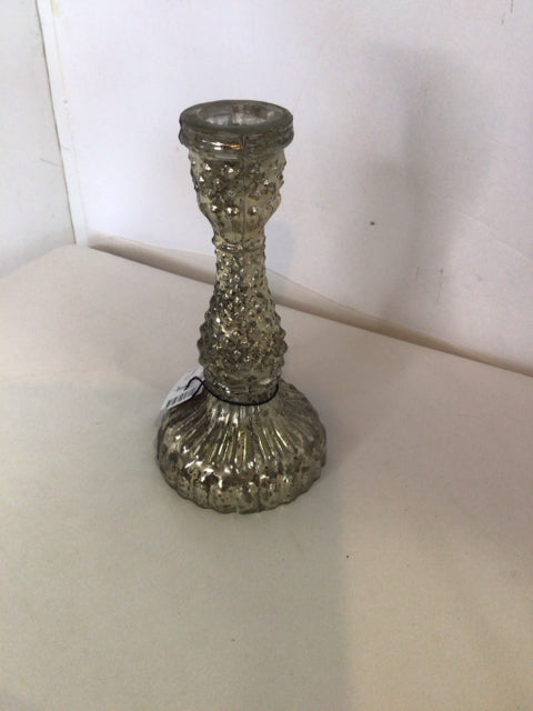 Candlestick Silver Mercury Glass Candle Holder