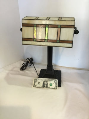 Banker's Bronze/Green Glass/Metal Lamp