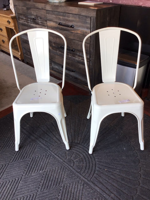 Industrial Metal Pair White Chair Set