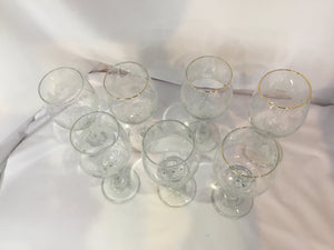 Wine Glass Clear/White Glass Snow Set of 7 Holiday Item