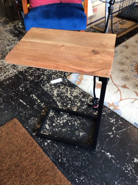End Wood/Metal Natural/Black Table