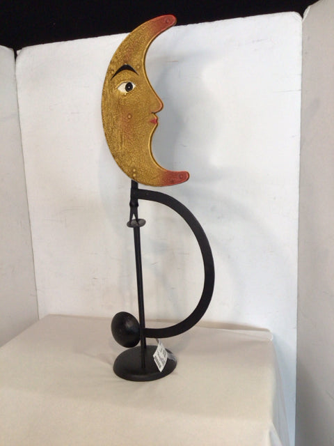 Black/Yellow Metal Moon Figurine