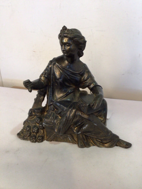 Vintage Bronze Cast Metal Woman Sculpture
