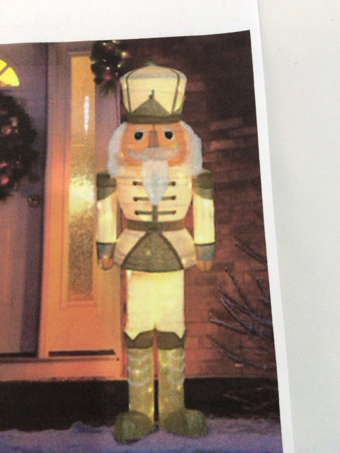 Christmas White/Gold Fabric Nutcracker Light up Holiday Item