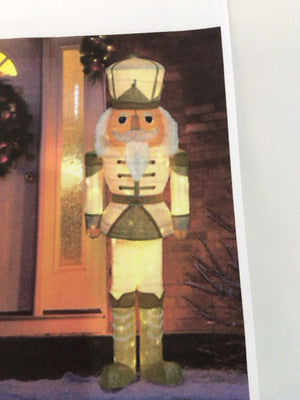 Christmas White/Gold Fabric Nutcracker Light up Holiday Item