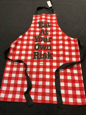 Red/white Polyester Checkerboard Words Apron