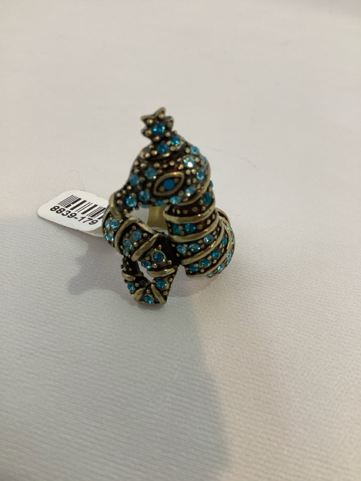 Aqua Peacock Rhinestone Ring
