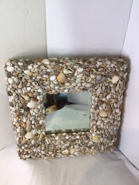 White/Tan Shell Mirror