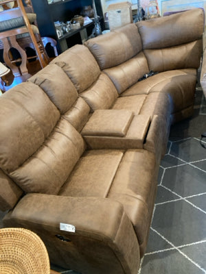Wayfair Electric Faux Leather Brown Sectional Sofa 3MPH5YGP