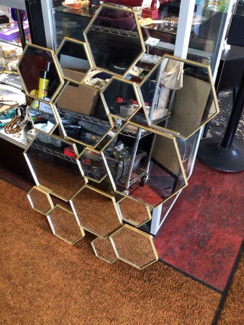 Gold Metal Hexagon Mirror