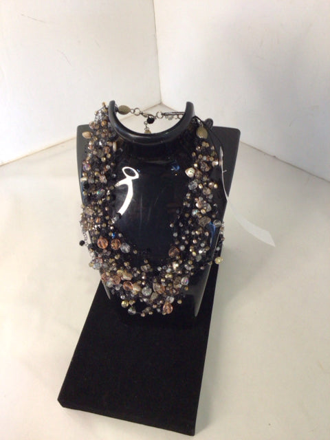 Pink/Black Beaded Necklace