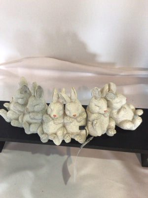 Easter White Resin Bunnies Figurine