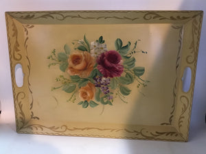 Yellow Metal Floral Tray
