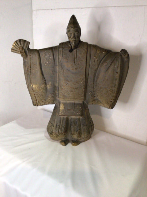 Signed Japanese Gray Plaster Vintage Statue
