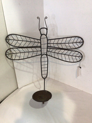 Candleholder Wrought Iron Dragonfly Black Wall Decoration Art