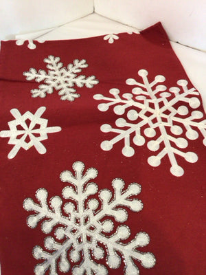 Christmas Red/white Cotton Table runner Snowflake Holiday Item