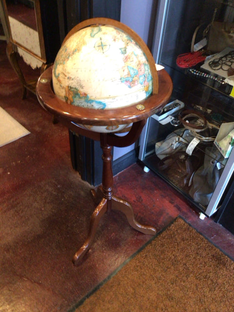 Floor Brown Wood Standing Globe