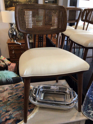 Four Hands Mid-Century Upholstered Seat Caned Back Brown/Cream Chair