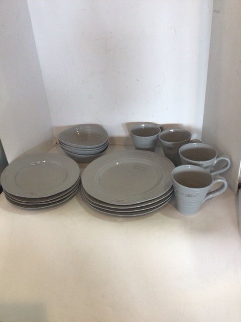 Portmeirion Set of 4 Gray Porcelain Dish Set