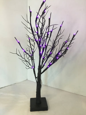 Halloween Black/Purple Wood Tree Light up Holiday Item