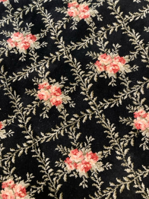 Octagonal Polyester Floral As Is Black/Pink Rug