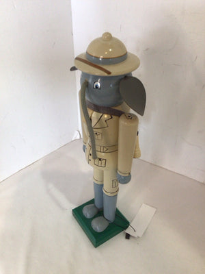 Gray Wood Elephant Nut Cracker