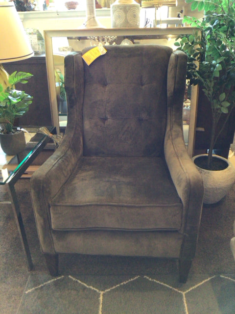 Trove Wing Back Velvet Green Chair