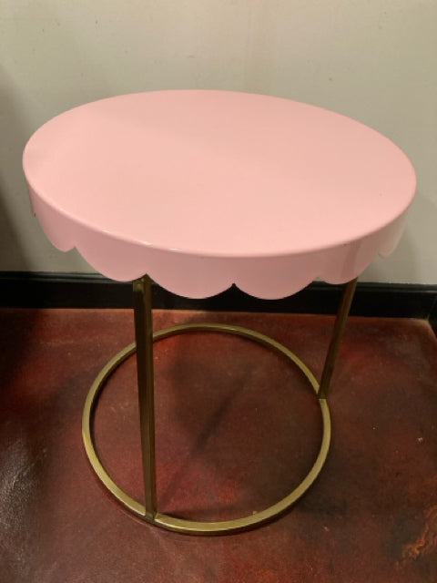 Whimsical Metal Scalloped Pink Table